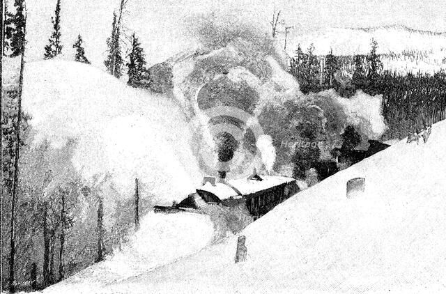 North-American rotary machine, clearing snow from the railroad Canadian - Pacific, 1901.