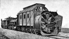 North-American rotary machine for clean-out the snow from railroad tracks, 1901