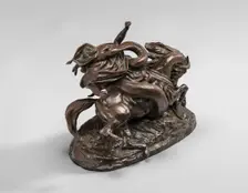 North African Horseman Surprised by a Serpent, model before 1843, cast by 1873. Creator: Antoine-Louis Barye