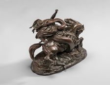 North African Horseman Surprised by a Serpent, model before 1843, cast by 1873. Creator: Antoine-Louis Barye