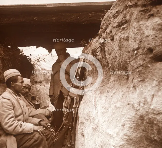 North African infantry in trenches, c1914-c1918. Artist: Unknown.
