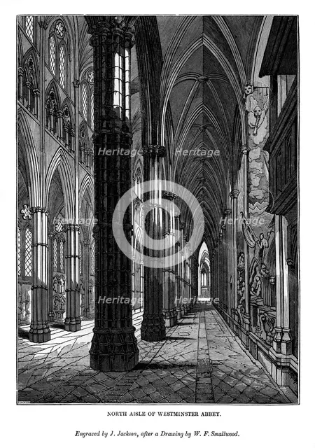 North aisle of Westminster Abbey, 1843. Artist: J Jackson