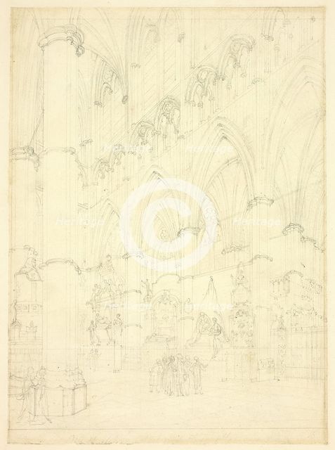 North Aisle, Westminster Abbey, c. 1809. Creator: Augustus Charles Pugin.