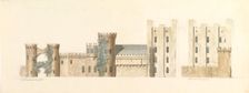 North Aspects of Lea Castle and West Aspect of Wolverly, Cookly, Worcestershire, ca. 1816. Creator: Attributed to John Carter
