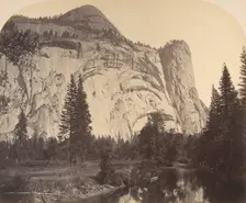 North Dome on left - Royal Arches - Washington Column, 1861, Yosemite. Creator: Carleton Emmons Watkins