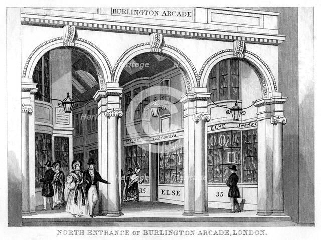 North entrance of Burlington Arcade, Westminster, London, 19th century. Creator: Unknown.