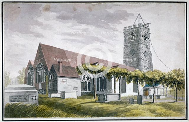 North-east view of All Saints Church, Fulham, London, c1800.                                         Artist: Anon