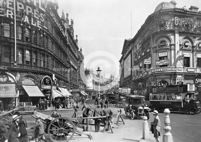 North-east view of Piccadilly Circus, City of Westminster, London. Creator: Unknown.