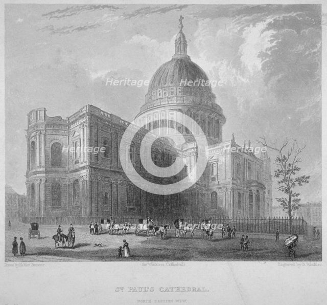 North-east view of St Paul's Cathedral, City of London, 1835. Artist: Benjamin Winkles