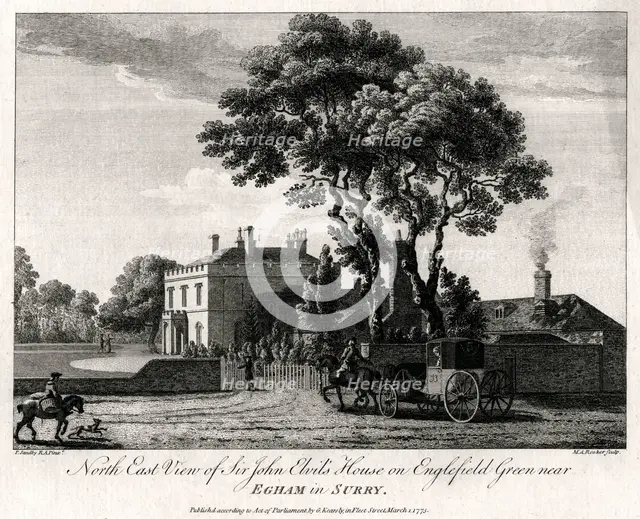 'North East View of Sir John Elvil's House on Englefield Green near Egham in Surry', 1775. Artist: Michael Angelo Rooker