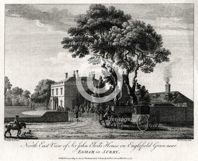 'North East View of Sir John Elvil's House on Englefield Green near Egham in Surry', 1775. Artist: Michael Angelo Rooker