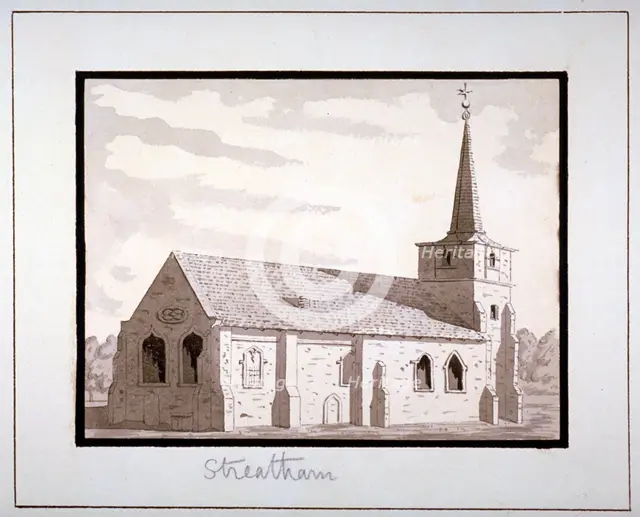 North-east view of the Church of St Leonard, Streatham, Lambeth, London, c1800. Artist: Anon