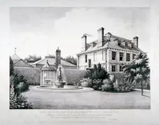 North-east view of Tooting School, with a garden in the foreground, Wandsworth, London, 1829. Artist: HP Ashby