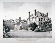 North-east view of Tooting School, with a garden in the foreground, Wandsworth, London, 1829. Artist: HP Ashby