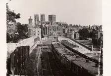 North Eastern Railway Carriages on the railway sidings at Tanner’s moat, York, Yorkshire, c1897