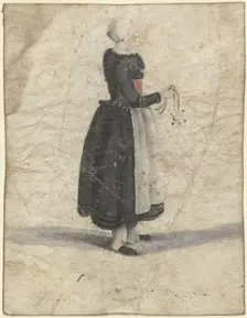 North Holland woman standing with an ornament or bag in hand, 1652. Creator: Gesina ter Borch
