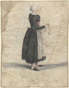 North Holland woman standing with an ornament or bag in hand, 1652. Creator: Gesina ter Borch