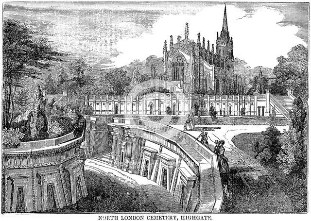North London Cemetery, Highgate, 1838. Artist: Unknown