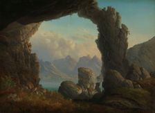 North-Norwegian Landscape with Natural Arch, 1859. Creator: Christian Due