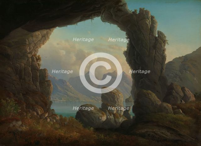 North-Norwegian Landscape with Natural Arch, 1859. Creator: Christian Due.