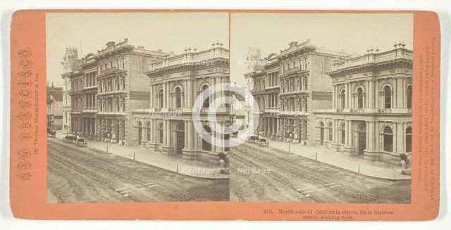North side of California street, from Sansom street, looking west, 1867. Creator: Lawrence & Houseworth.