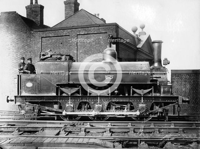 North Staffordshire 0-6-0 steam locomotive with driver and fireman on the footplate, 19th century. Artist: Unknown
