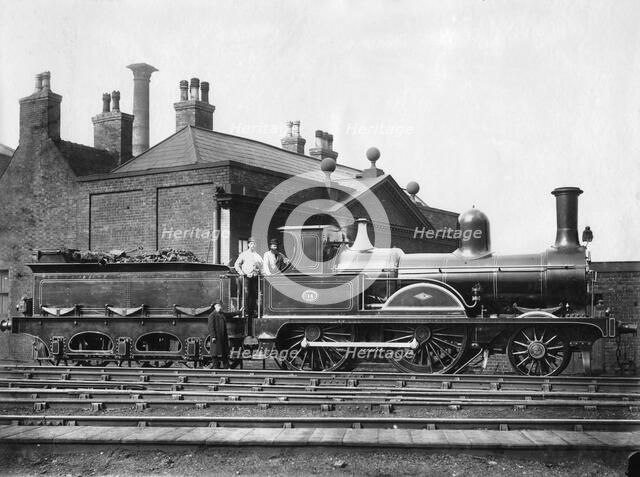 North Staffordshire Railway steam Locomotive No 14 and its tender c1875 Artist: Unknown