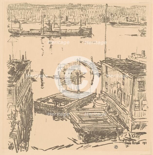 North River, 1917. Creator: Frederick Childe Hassam.