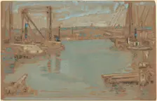North River Dock, New York, 1901. Creator: Frederick Childe Hassam