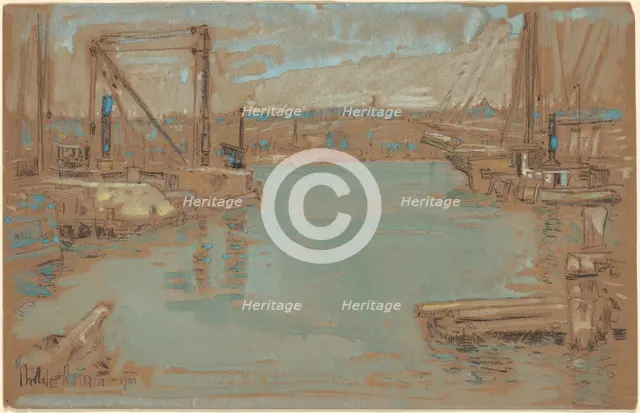 North River Dock, New York, 1901. Creator: Frederick Childe Hassam.