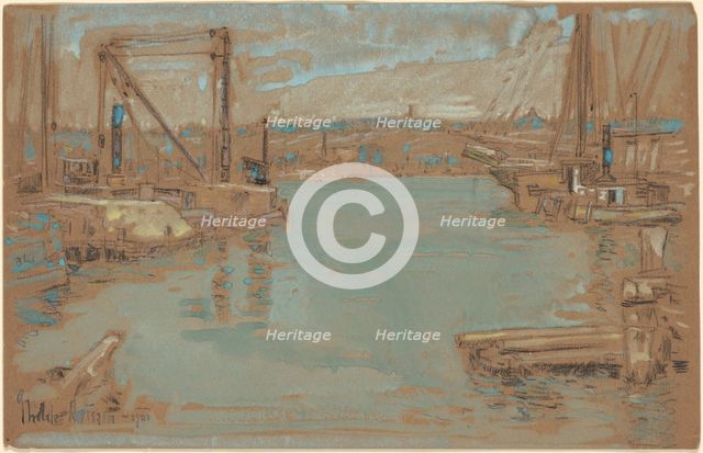 North River Dock, New York, 1901. Creator: Frederick Childe Hassam.