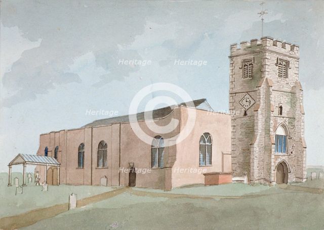 North-west view of All Saints Church, Edmonton, Enfield, London, 1800. Artist: Anon