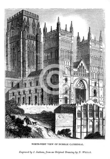 North west view of Durham Cathedral, 1843. Artist: J Jackson