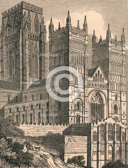 'North-West View of Durham Cathedral', c1843. Creator: J Jackson.