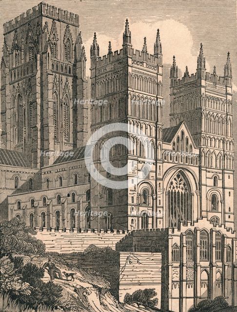 'North-West View of Durham Cathedral', c1843. Creator: J Jackson.