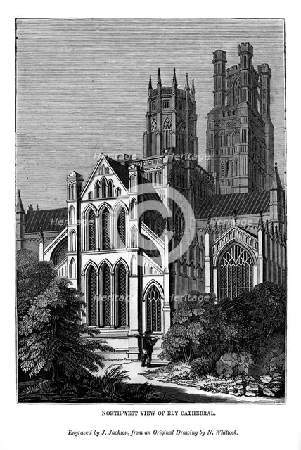 North west view of Ely Cathedral, 1843. Artist: J Jackson