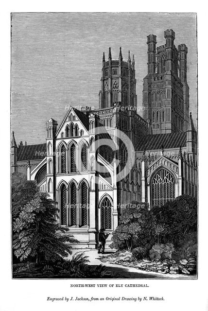 North west view of Ely Cathedral, 1843. Artist: J Jackson