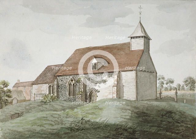North-west view of Holy Cross church, Greenford, Middlesex, 1798. Artist: Anon