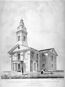 North-west view of the Church of St John at Hackney, London, 1841. Artist: Charles Chabot