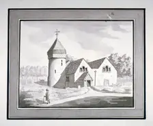 North-west view of the Church of St Nicholas, Tooting, Wandsworth, London, c1800. Artist: Anon