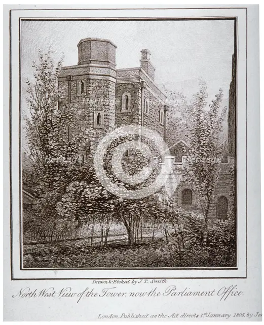 North-west view of the Jewel Tower, Old Palace Yard, Westminster, London, c1805. Artist: John Thomas Smith