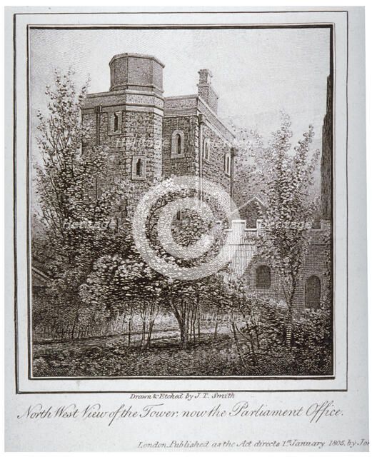 North-west view of the Jewel Tower, Old Palace Yard, Westminster, London, c1805. Artist: John Thomas Smith