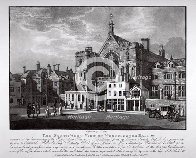 North-west view of Westminster Hall, London, 1808.                                      Artist: Thomas Hall