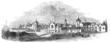 North-west front of the Asylum near Arlsey, Bedfordshire, for the insane poor of Hertford..., 1860. Creator: Unknown