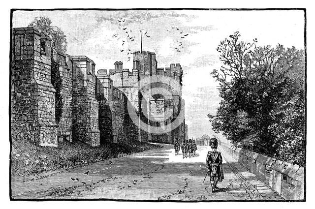 North Terrace and Wykeham Tower, Windsor Castle, c1888. Artist: Unknown