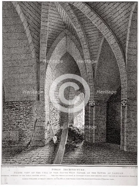 North view of the cell in the south-west tower of the Tower of London, 1802. Artist: John Thomas Smith