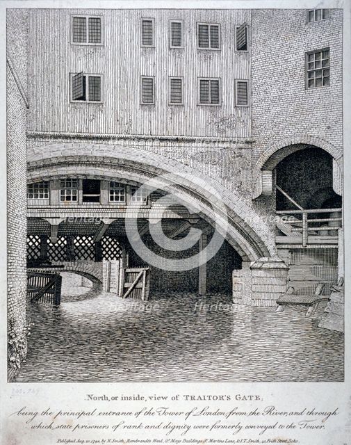 North view of Traitor's Gate, Tower of London, 1798. Artist: Anon