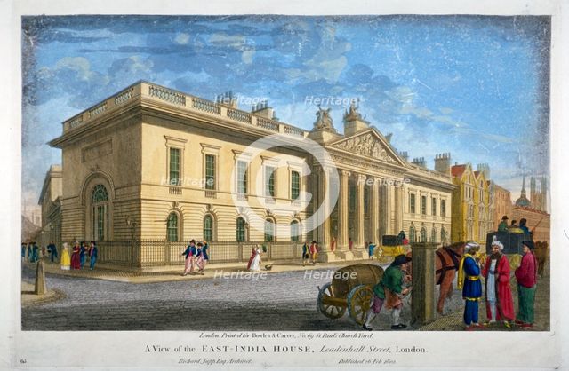 North view of East India House, Leadenhall Street, City of London, 1802.       Artist: Anon