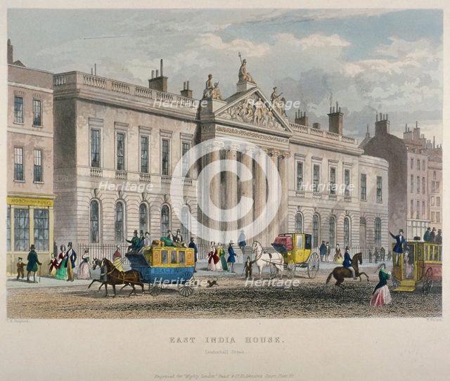 North view of East India House, Leadenhall Street, City of London, 1850. Artist: Sir William Wallace