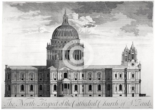 North view of St Paul's Cathedral, City of London, c1713.                                           Artist: Anon